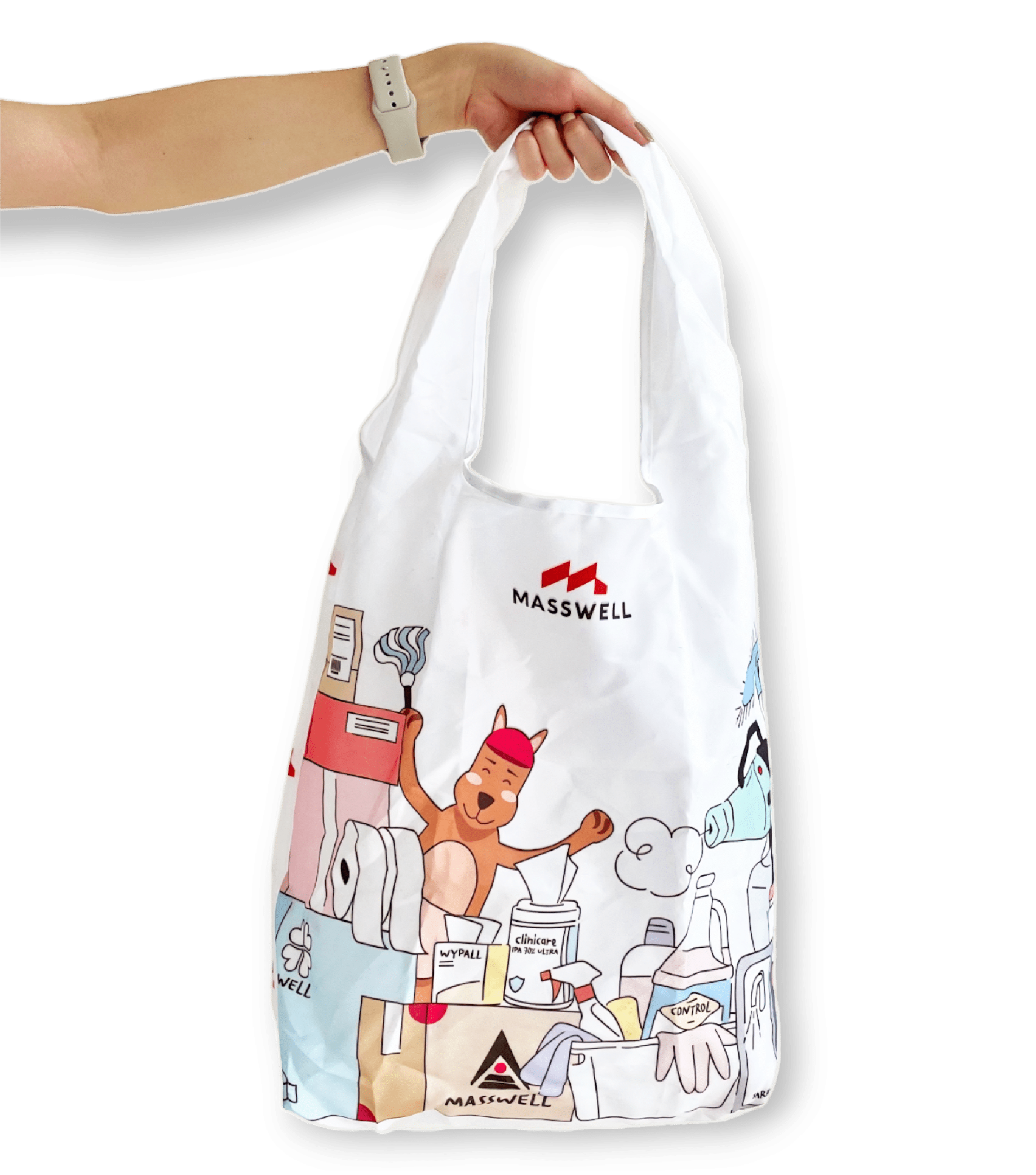 ถุงผ้าพับได้ Masswell Shopping Bag - White