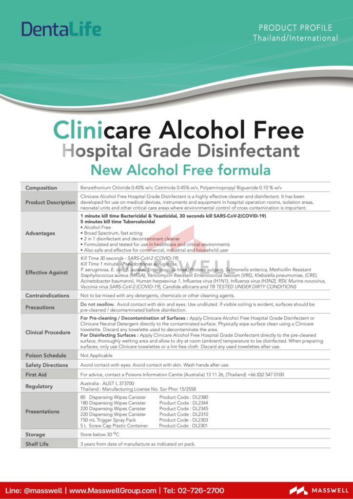 Clinicare Alcohol Free (ทิชชู่เปียกไม่แอลกอฮอล์)