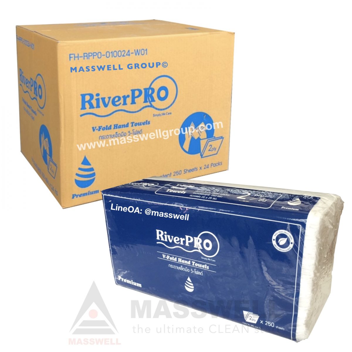 กระดาษเช็ดมือ RiverPro V-Fold Premium 2 ชั้น