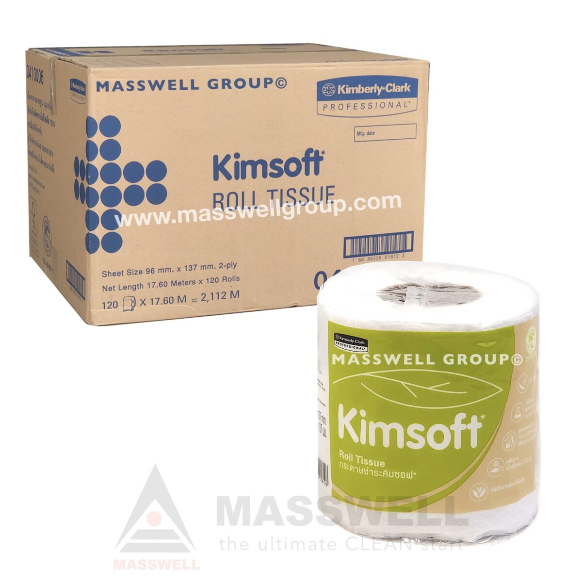 04100 กระดาษชำระม้วนเล็ก Kimsoft* 120 ม้วน (17.6m.)