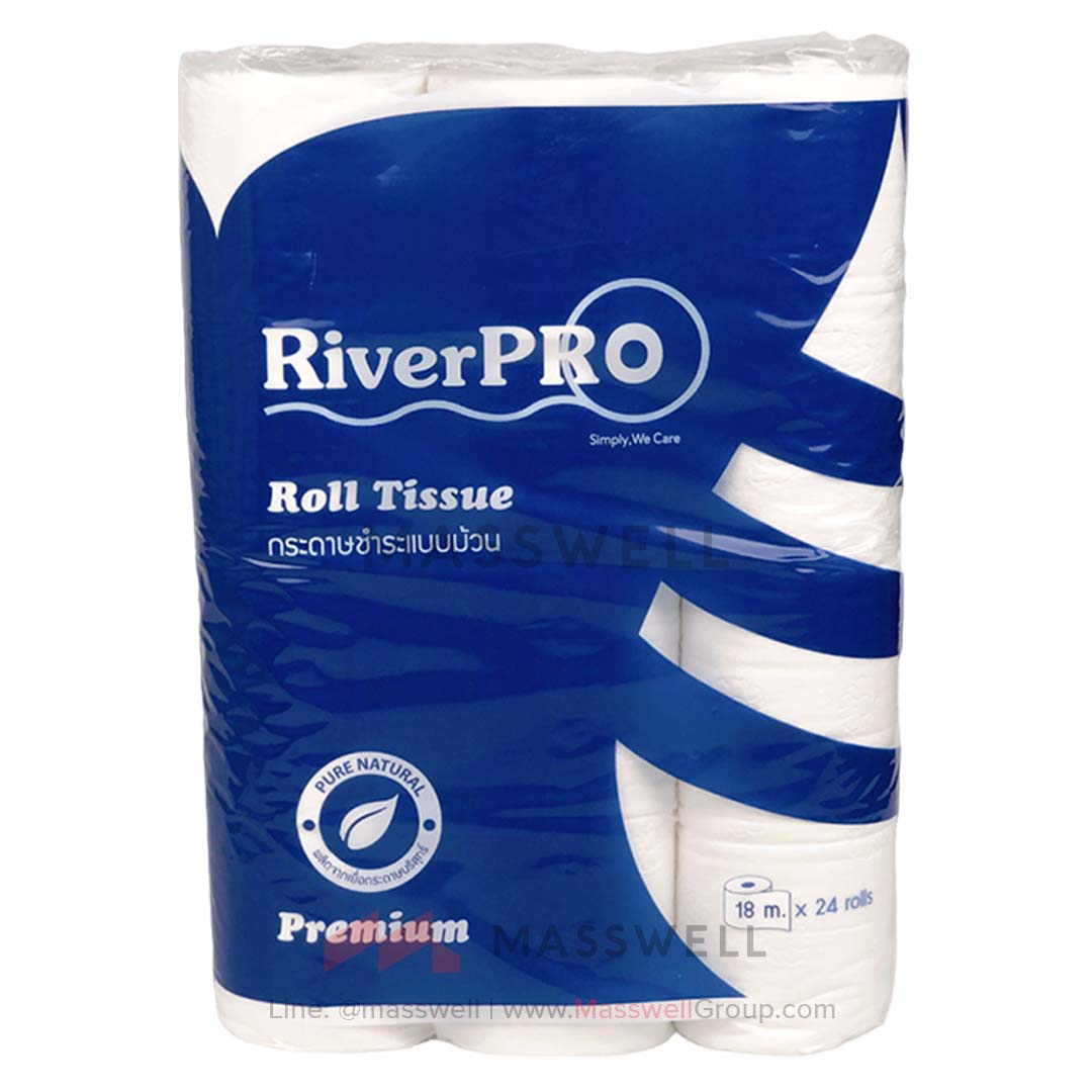 กระดาษชำระม้วนเล็ก RiverPro Premium 2ชั้น 18 เมตร (144ม้วน)