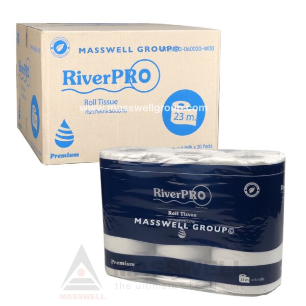 กระดาษชำระม้วนเล็ก RiverPro Premium 2ชั้น 23 เมตร (120ม้วน)