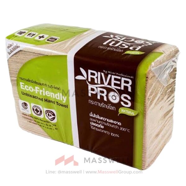 กระดาษเช็ดมือ RiverPro V-Fold ECO-Friendly Unbleached 2 ชั้น