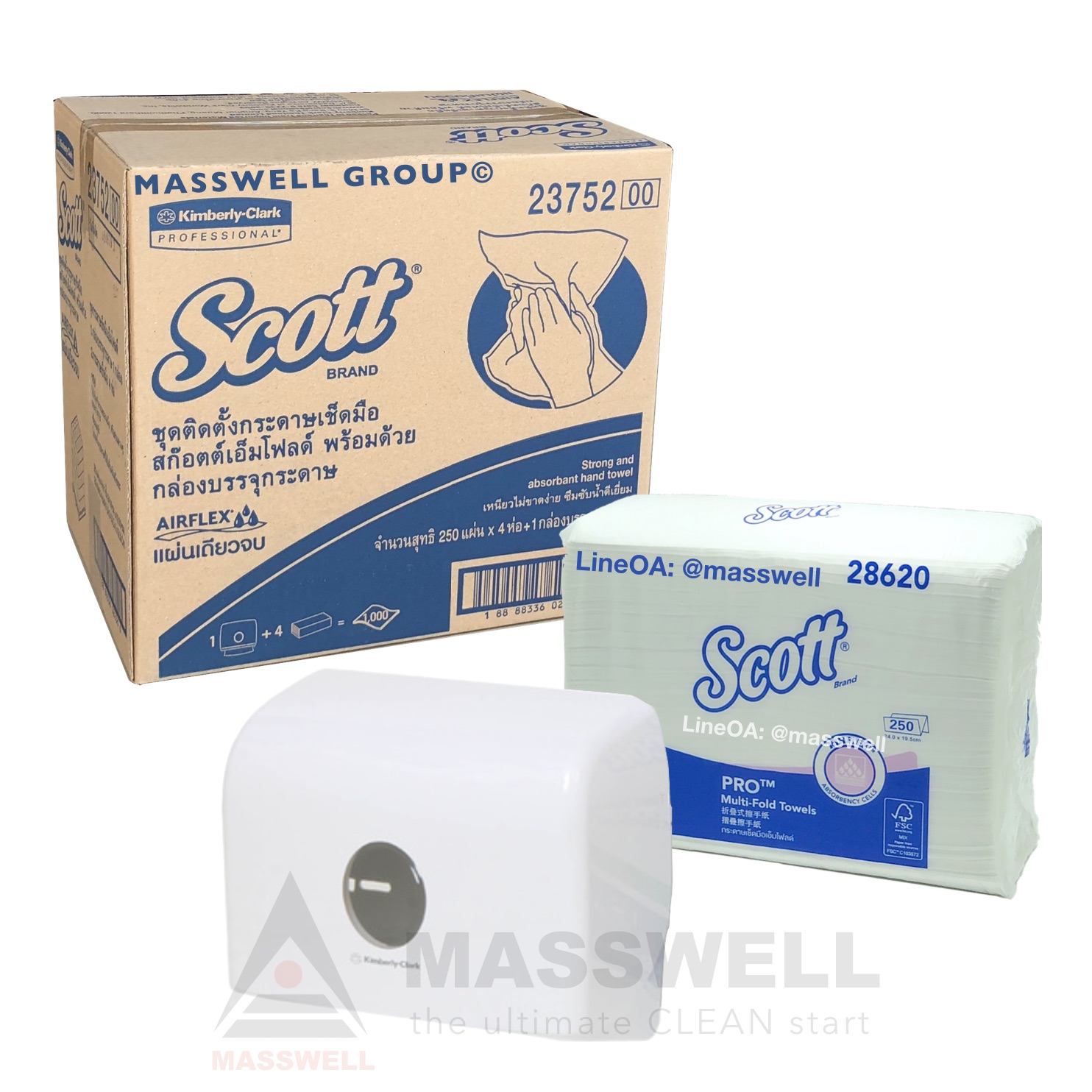 กระดาษเช็ดมือพร้อมกล่อง Scott M-Fold Starter Pack | MasswellGroup.com