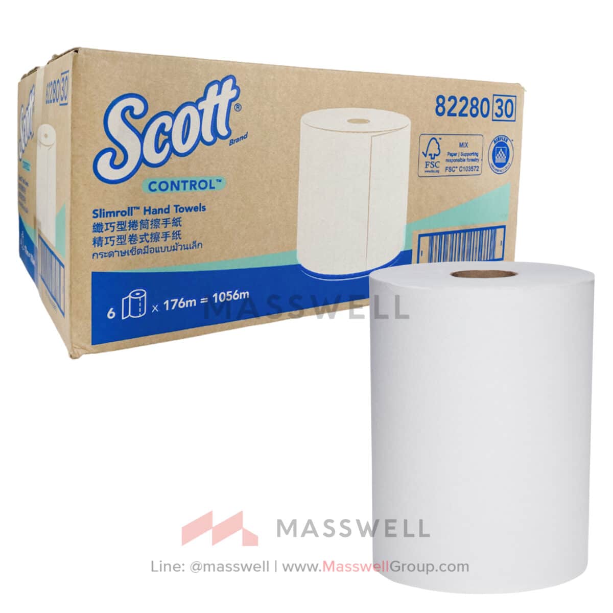 82280 กระดาษเช็ดมือแบบม้วน SCOTT® Airflex* SlimRoll 176 เมตร