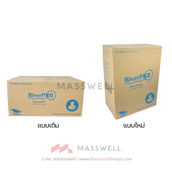 กระดาษเช็ดปากป๊อป-อัพ RiverPro Pop-Up Medium 200แผ่น (60ห่อ)