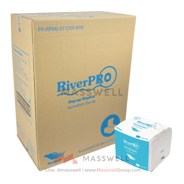 กระดาษเช็ดปากป๊อป-อัพ RiverPro Pop-Up Medium 200แผ่น (60ห่อ)