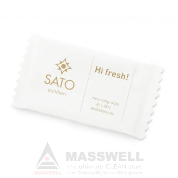 ผ้าเย็นเช็ดมือ SATO ขนาด 4.5x8 นิ้ว บรรจุแยกชิ้น พกพาสะดวก (รุ่นไม่มีน้ำหอม)