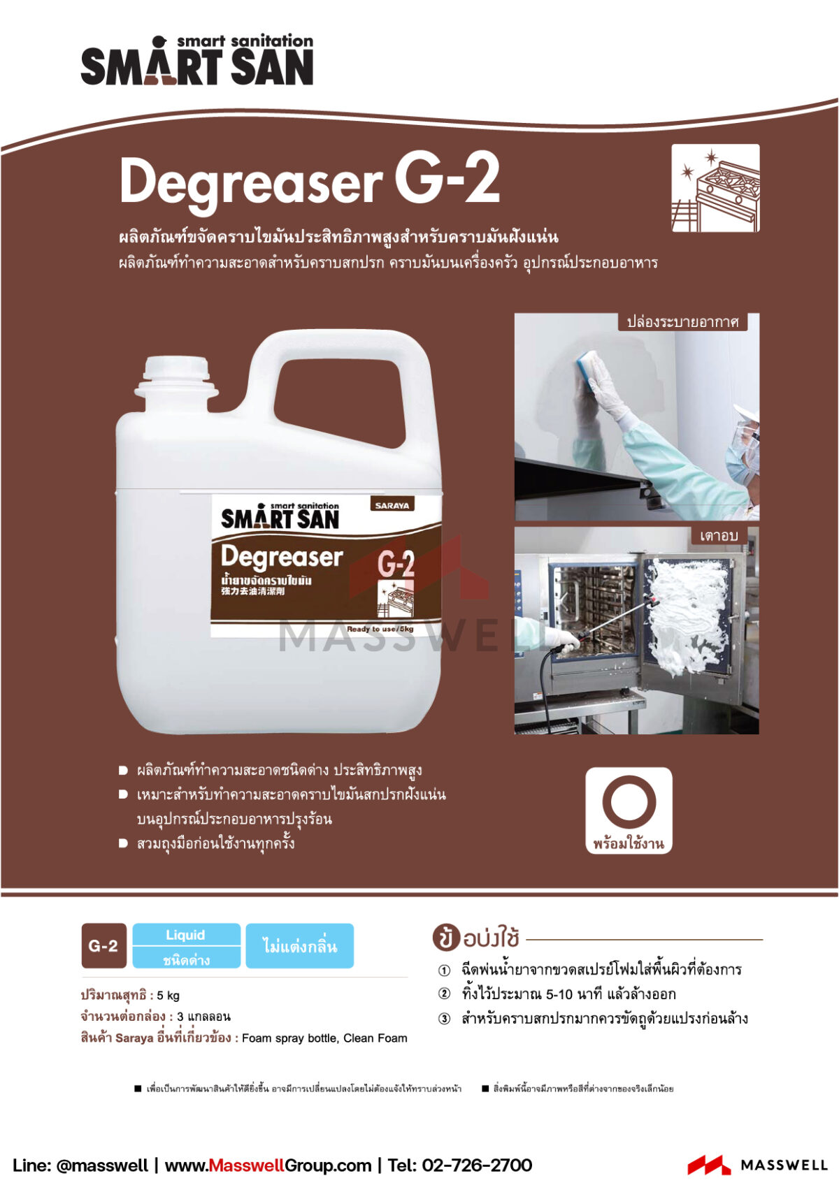 Smart San น้ำยาขจัดคราบไหม้ Degreaser G-2 by SARAYA