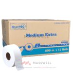 กระดาษชำระม้วนใหญ่ RiverPro JRT Medium 1 ชั้น 600 เมตร (ปรุ) ยกลัง