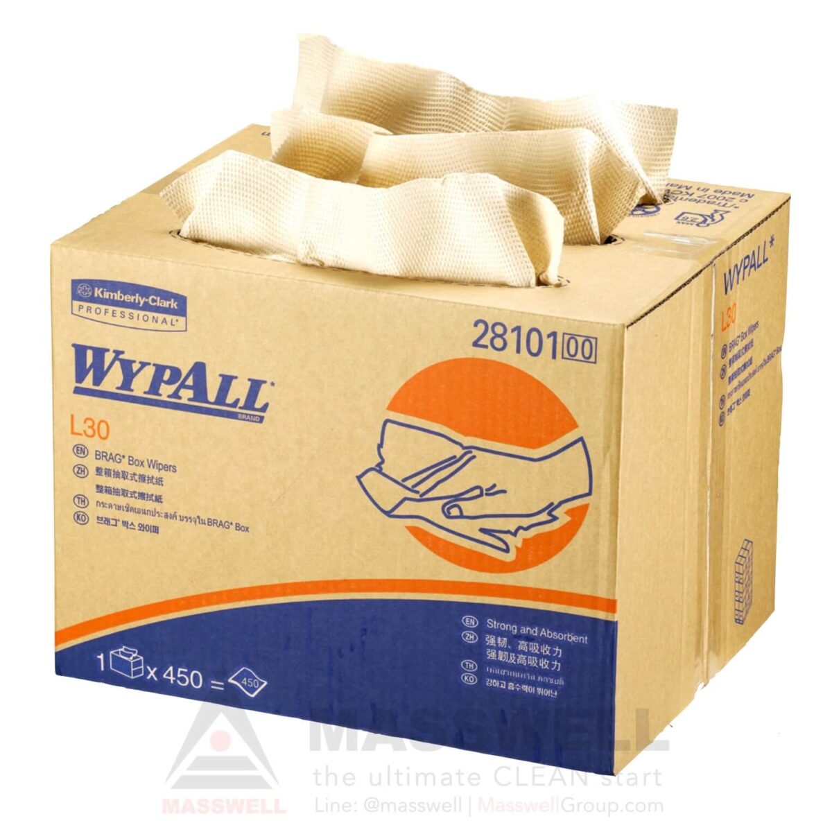 28101 กระดาษเช็ดทำความสะอาด WYPALL* L30 Brag* Box Wipers - 450 แผ่น