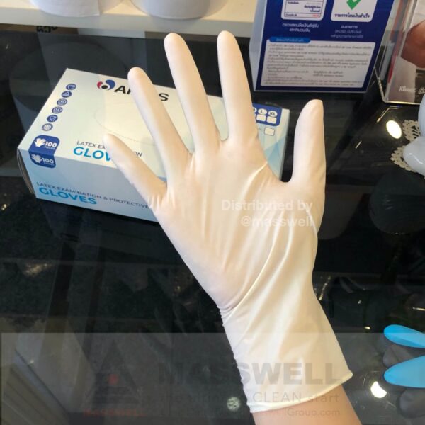 ถุงมือยาง ARISS Latex Gloves - สีขาว