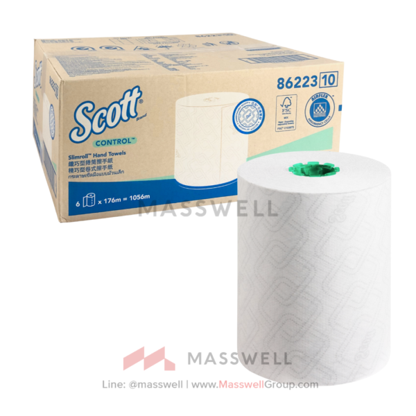 86223 กระดาษเช็ดมือแบบม้วน SCOTT® Airflex* SlimRoll Core Plug 176 เมตร