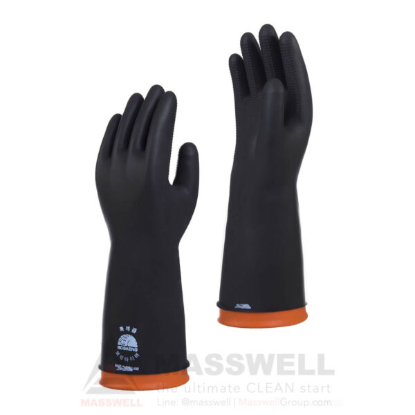 ถุงมือยาง BOSAENG Industrial Rubber Gloves BLACK สีดำ รุ่น BI 19
