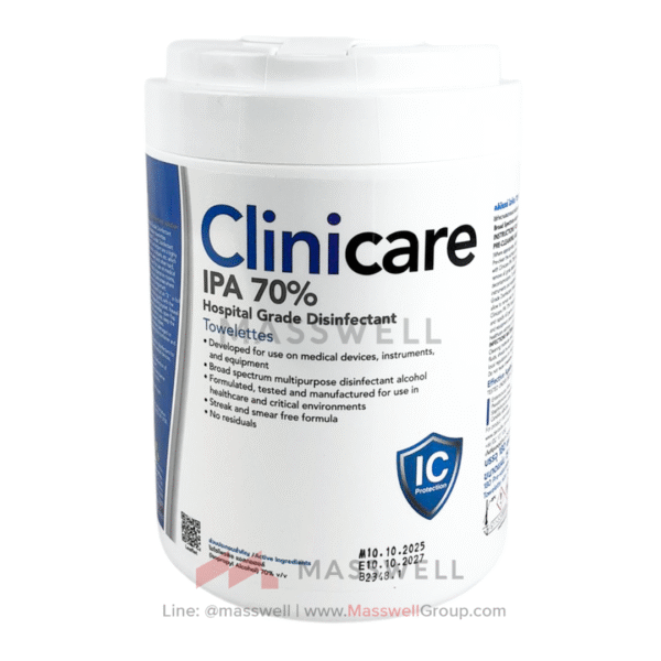 Clinicare IPA 70% ทิชชู่เปียกแอลกอฮอล์ 70% แผ่นเช็ดฆ่าเชื้อทำความสะอาด กระป๋อง 180 แผ่น ขายส่งยกลัง