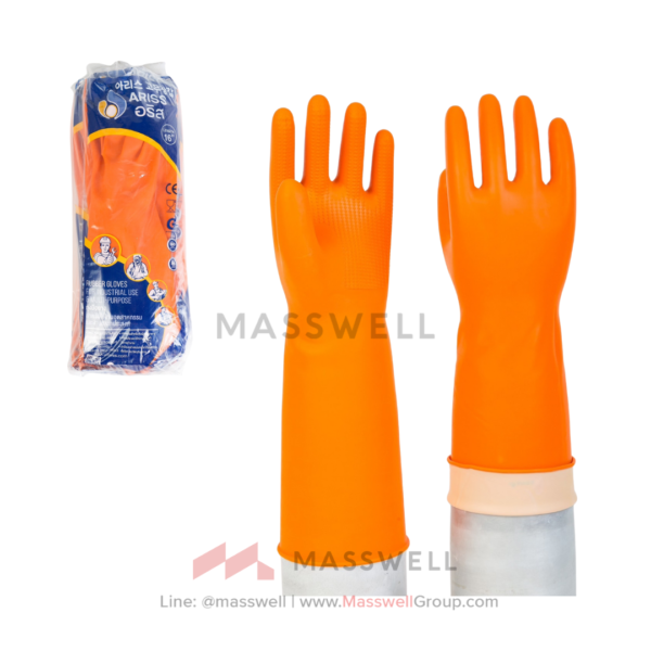 ถุงมือยางสีส้ม ARISS Rubber Gloves