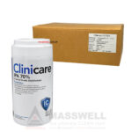 Clinicare IPA 70% ทิชชู่เปียกแอลกอฮอล์ 70% แผ่นเช็ดฆ่าเชื้อทำความสะอาด กระป๋อง 80 แผ่น ขายส่งยกลัง