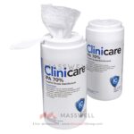 Clinicare IPA 70% ทิชชู่เปียกแอลกอฮอล์ 70% แผ่นเช็ดฆ่าเชื้อทำความสะอาด กระป๋อง 80 แผ่น ขายส่งยกลัง