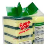 3M Sponge Laminated No.96 แผ่นใยขัดสองประสงค์ สีเขียว ติดฟองน้ำ