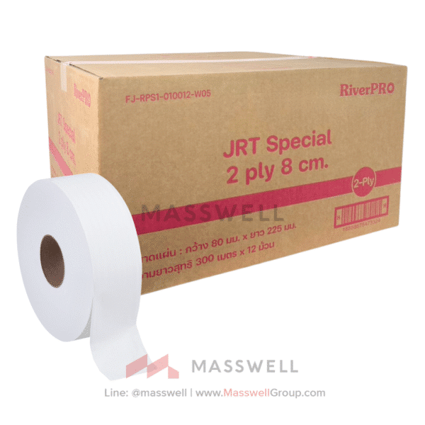 RIVERPRO Special Jumbo Roll Tissue 8cm. 2-Ply 300 m. (12 Rolls)