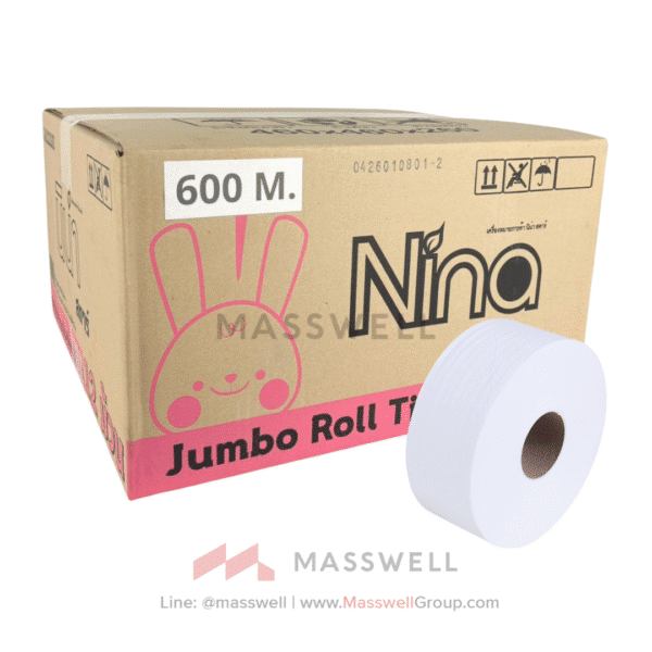 NINA กระดาษชำระม้วนใหญ่ 8.5cm. 1ชั้น : 600m. (12 ม้วน)