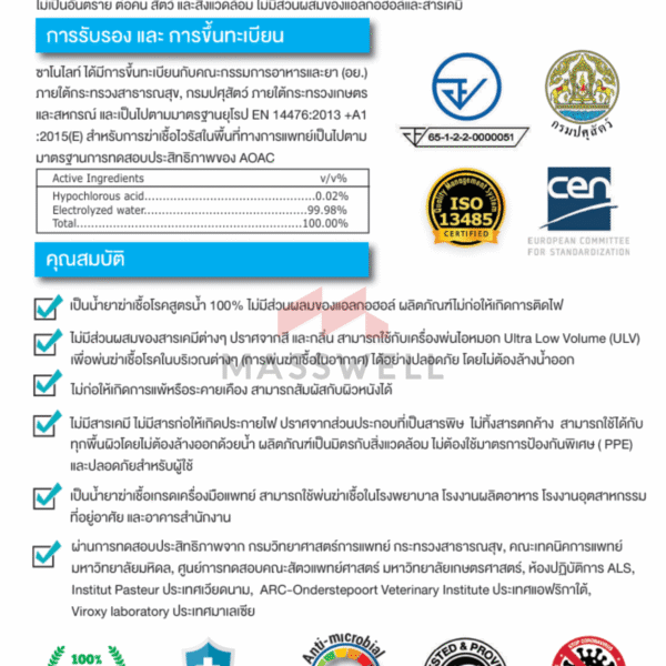 ซาโนไลท์ สเปรย์น้ำยาฆ่าเชื้อโรค ปราศจากแอลกอฮอล์