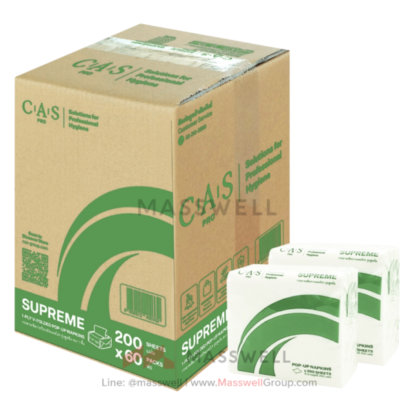 CAS Pro กระดาษเช็ดปาก ป๊อป-อัพ รุ่น Supreme 1 ชั้น (12,000 แผ่น)
