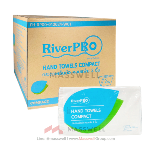 RiverPro กระดาษเช็ดมือแบบแผ่น รุ่น V-Fold Compact : 2 ชั้น (6000 แผ่น)