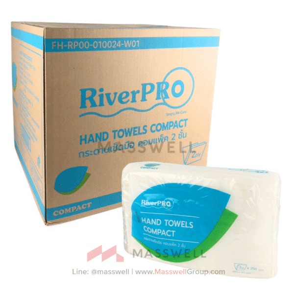 RiverPro กระดาษเช็ดมือแบบแผ่น รุ่น V-Fold Compact : 2 ชั้น (6000 แผ่น)
