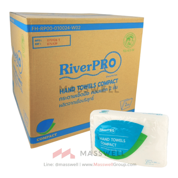 RiverPro กระดาษเช็ดมือแบบแผ่น รุ่น V-Fold Compact : 2 ชั้น (6000 แผ่น)