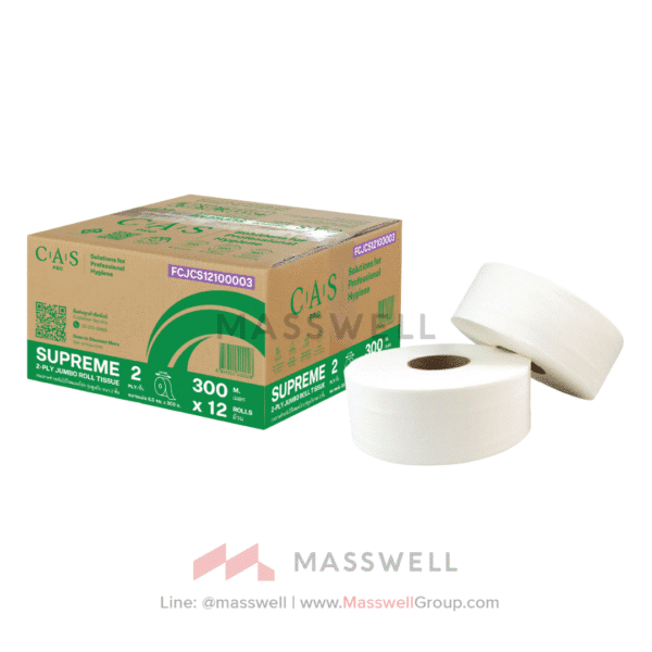 CAS Pro กระดาษชำระม้วนใหญ่ รุ่น Supreme 2 ชั้น : 300 เมตร (12 ม้วน)