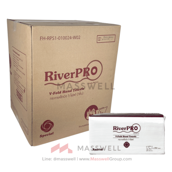 RiverPro กระดาษเช็ดมือแบบแผ่น รุ่น V-Fold Special : 1 ชั้น (6000 แผ่น)