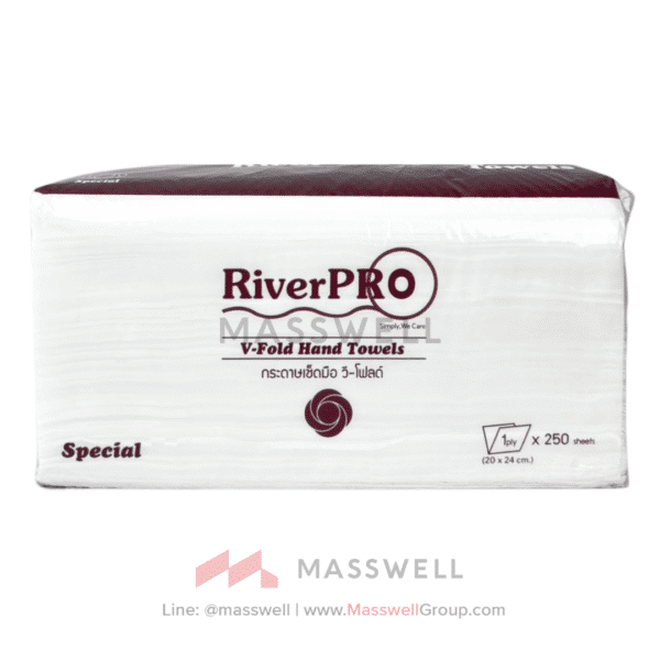 RiverPro กระดาษเช็ดมือแบบแผ่น รุ่น V-Fold Special : 1 ชั้น (6000 แผ่น)